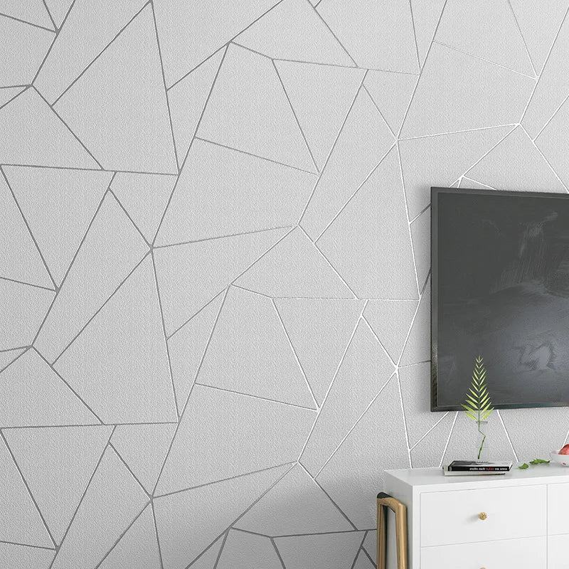 Kataleya Blue White Beige Silver Line 3D Wallpaper