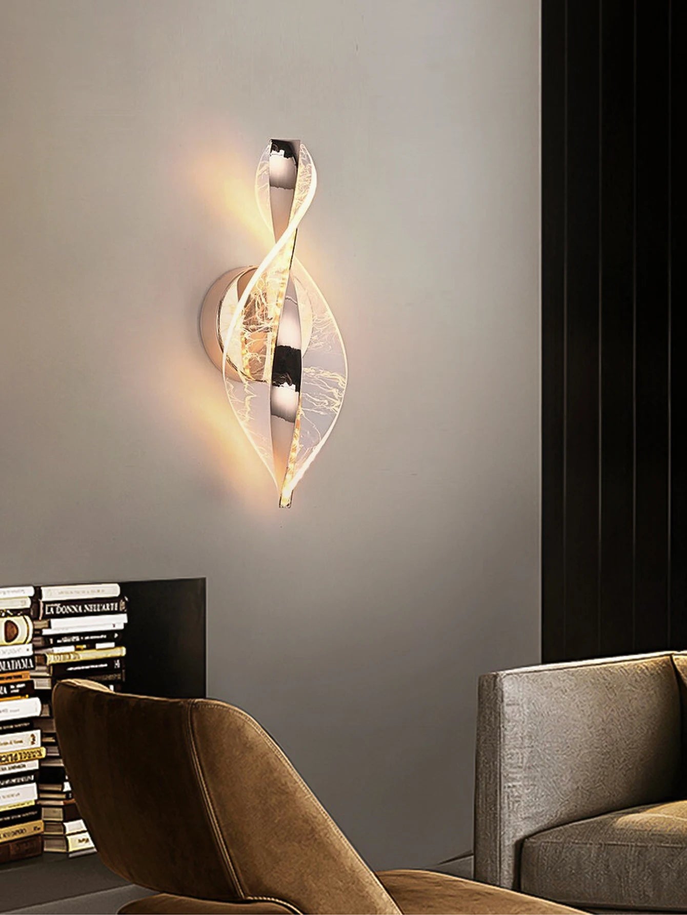 Home Deco Acrylic Gold/Black Modern LED Outdoor Wall Sconce