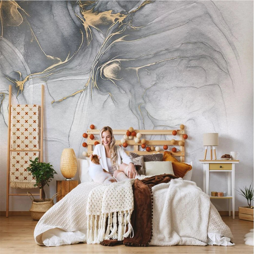 Milena Custom Nordic Abstract Grey Marble Wallpaper