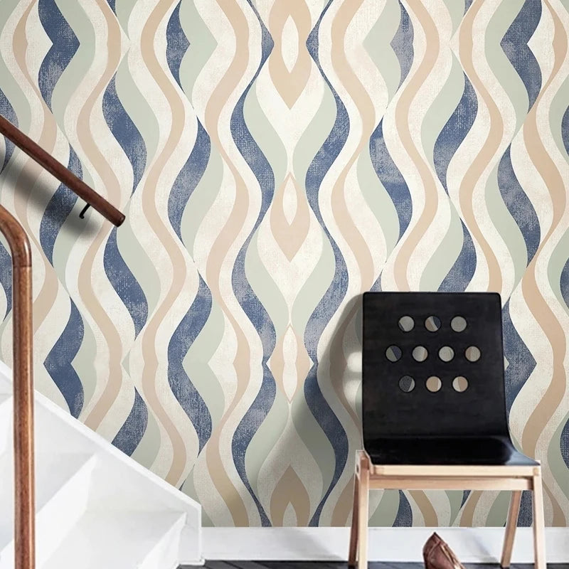 Taytum Modern Luxury 3D Wave Stripes Painting Mural Wallpaper