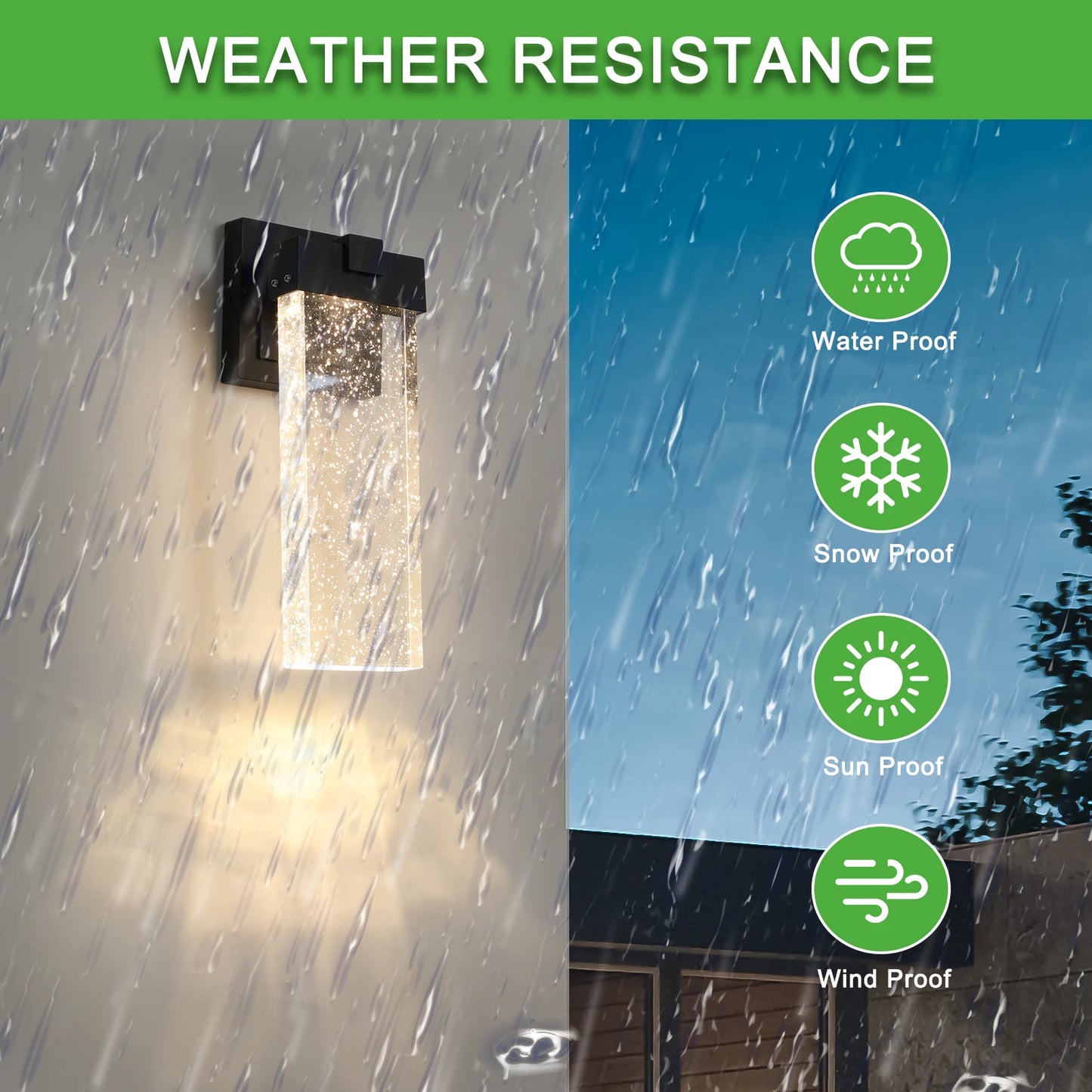 Home Deco Black LED Outdoor Wall Light with Bubble Glass