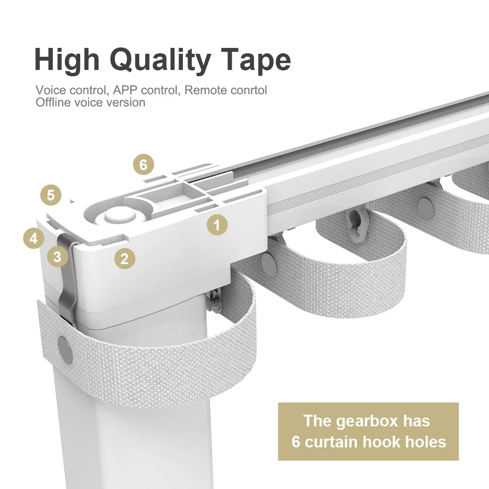 Customized Ripple Fold S Electric Curtain Rail Track - High-Torque Wifi Tuya Smart Curtain Motor