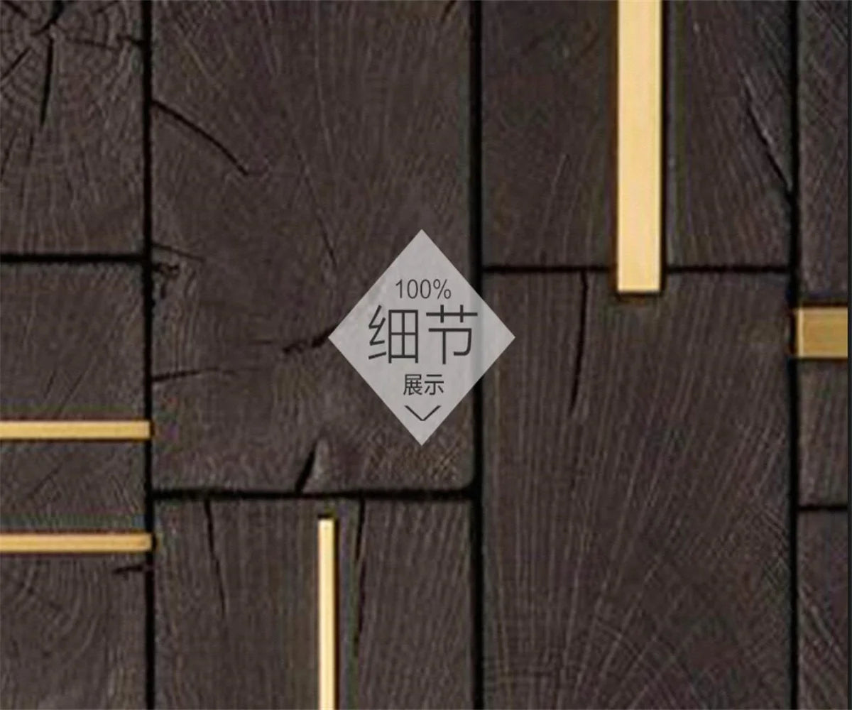 Ella's 3D Wallpaper: Nordic Minimalist Abstract Geometric Square Wood Grain Gold