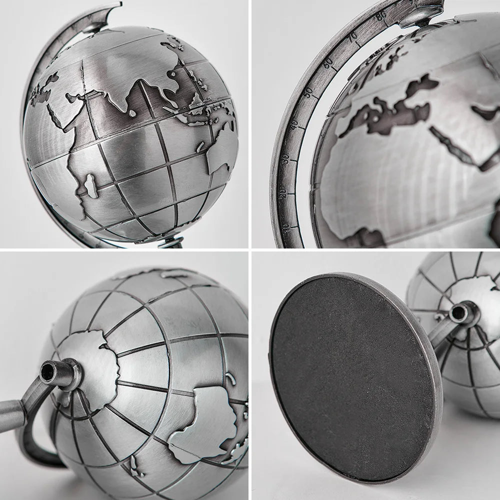 Sculpture de bureau en forme de globe en métal de luxe d'Aria