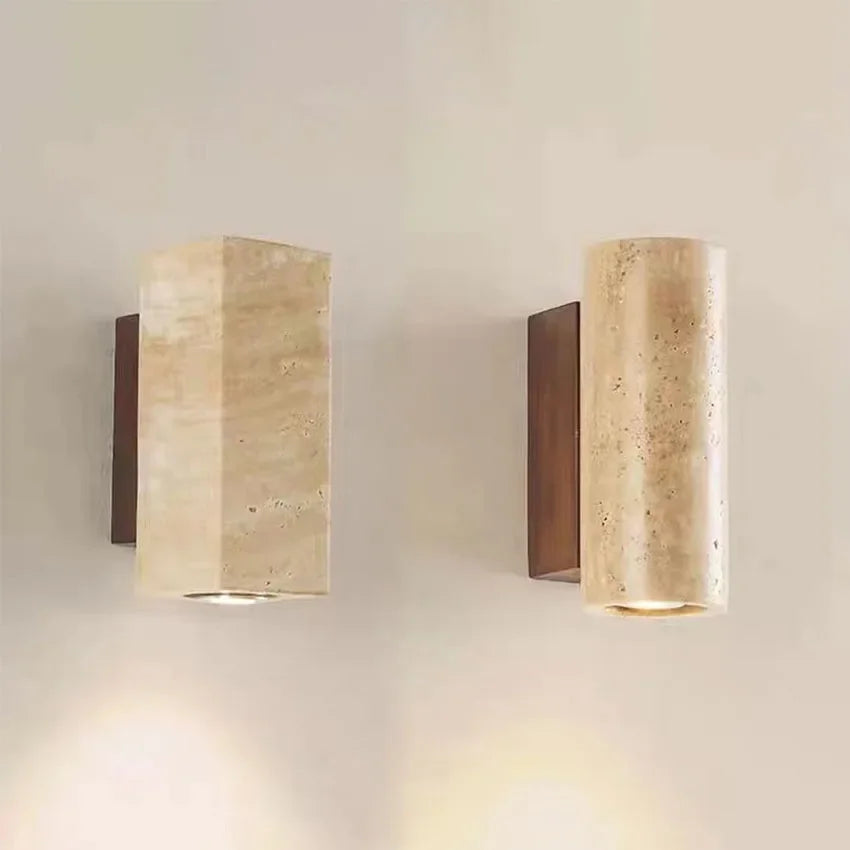 Home Deco Yellow Travertine Stone Wall Lamp