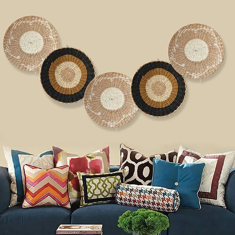 Jazmine Boho Hanging Wall Decor Woven Wall Basket Plate