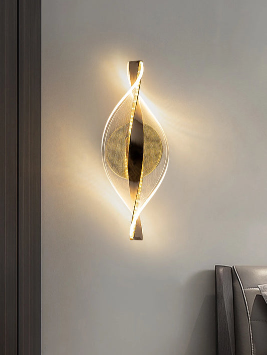 Home Deco Acrylic Gold/Black Modern LED Outdoor Wall Sconce