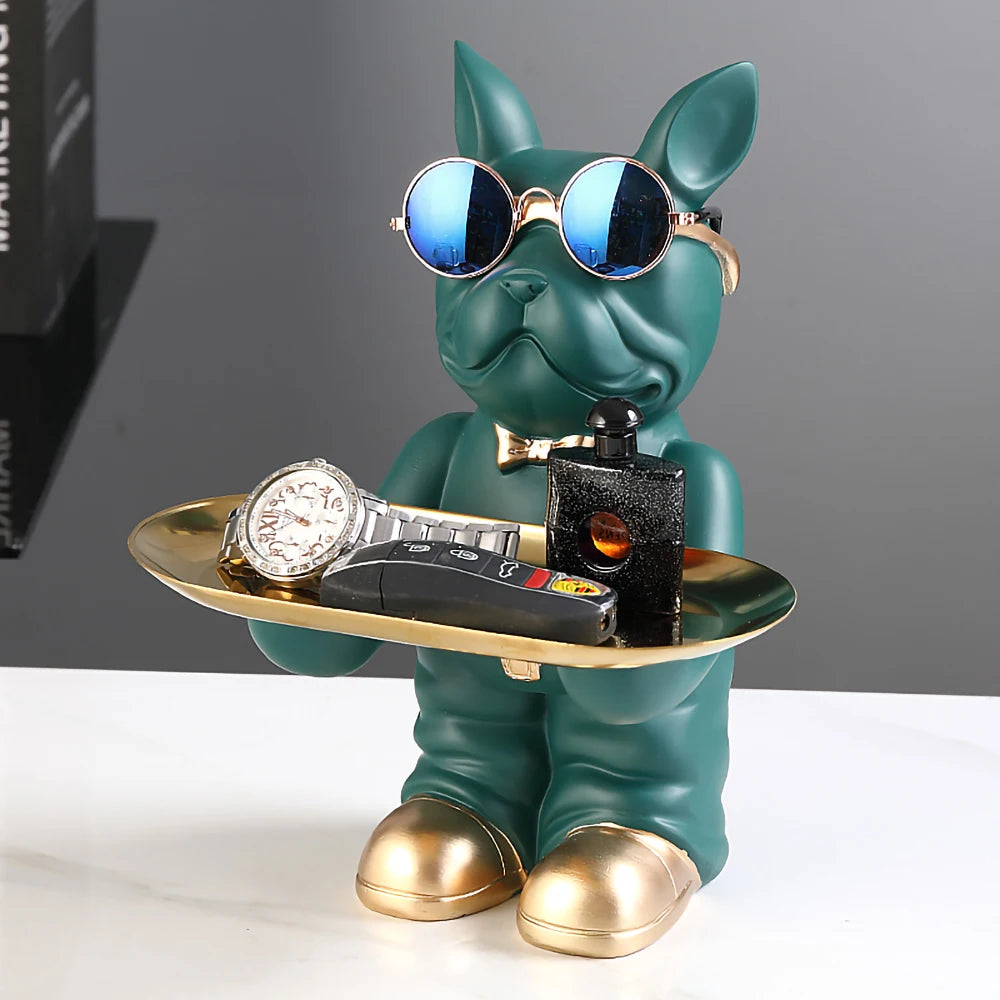 Eleanor's Resin French Bulldog Statue Decorative Storage Tray
