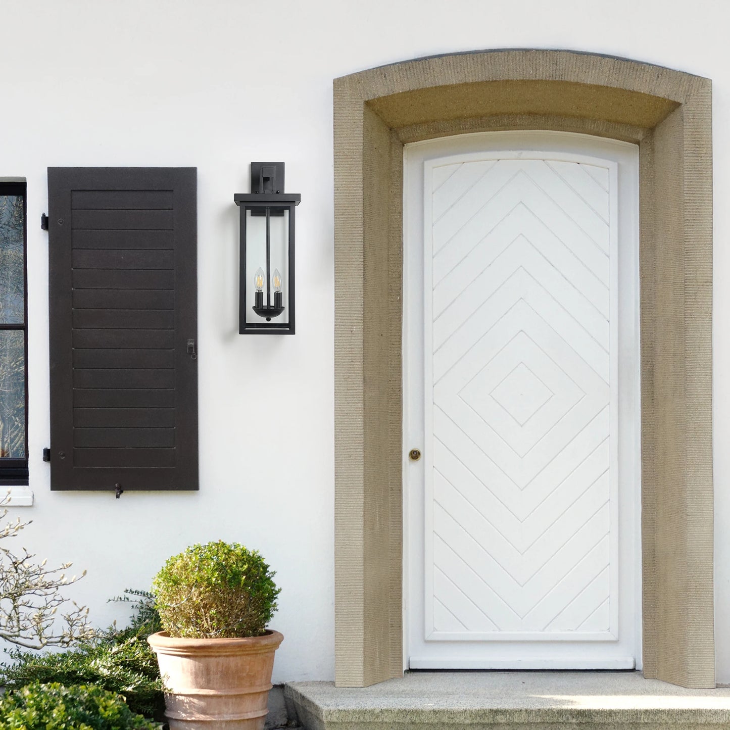 Home Deco 22" Outdoor Wall Lantern with Dusk to Dawn Sensor