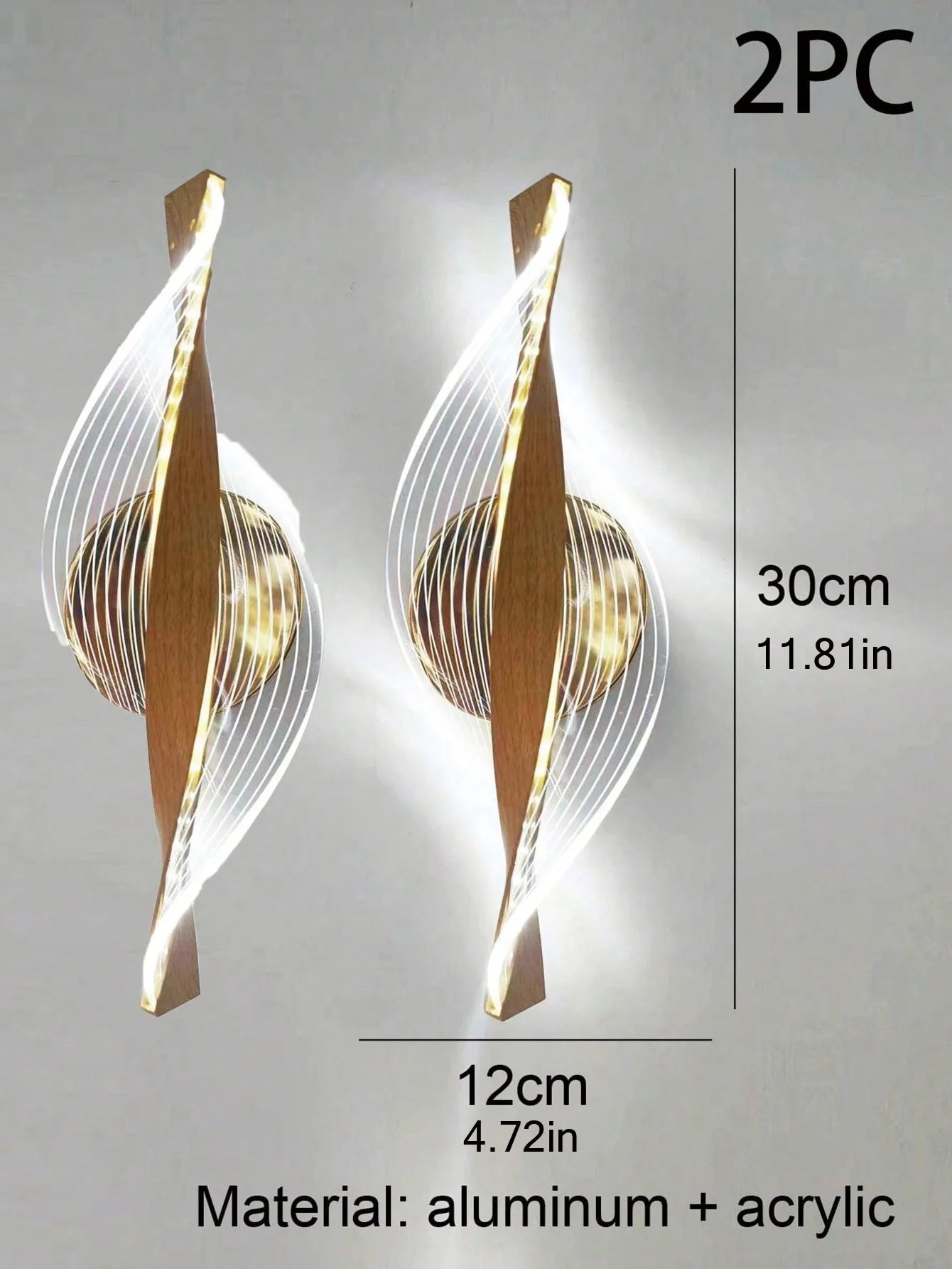 Home Deco Acrylic Gold/Black Modern LED Outdoor Wall Sconce