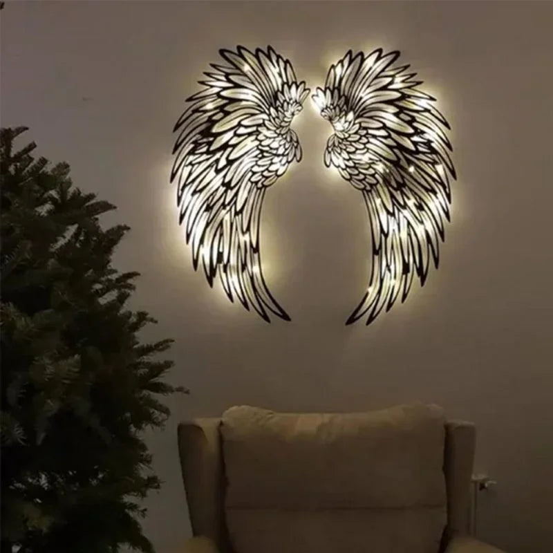 Savannah's 1 Pair Angel Wings Metal Wall Art With LED Lights