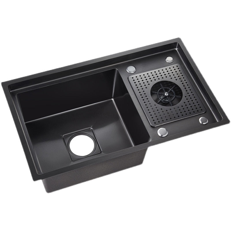 High-pressure Cup Washer Kitchen Stainless Steel Sink 304 Nano Handmade Single-slot Under-counter Wash Basin Bar Milk Tea Cafe