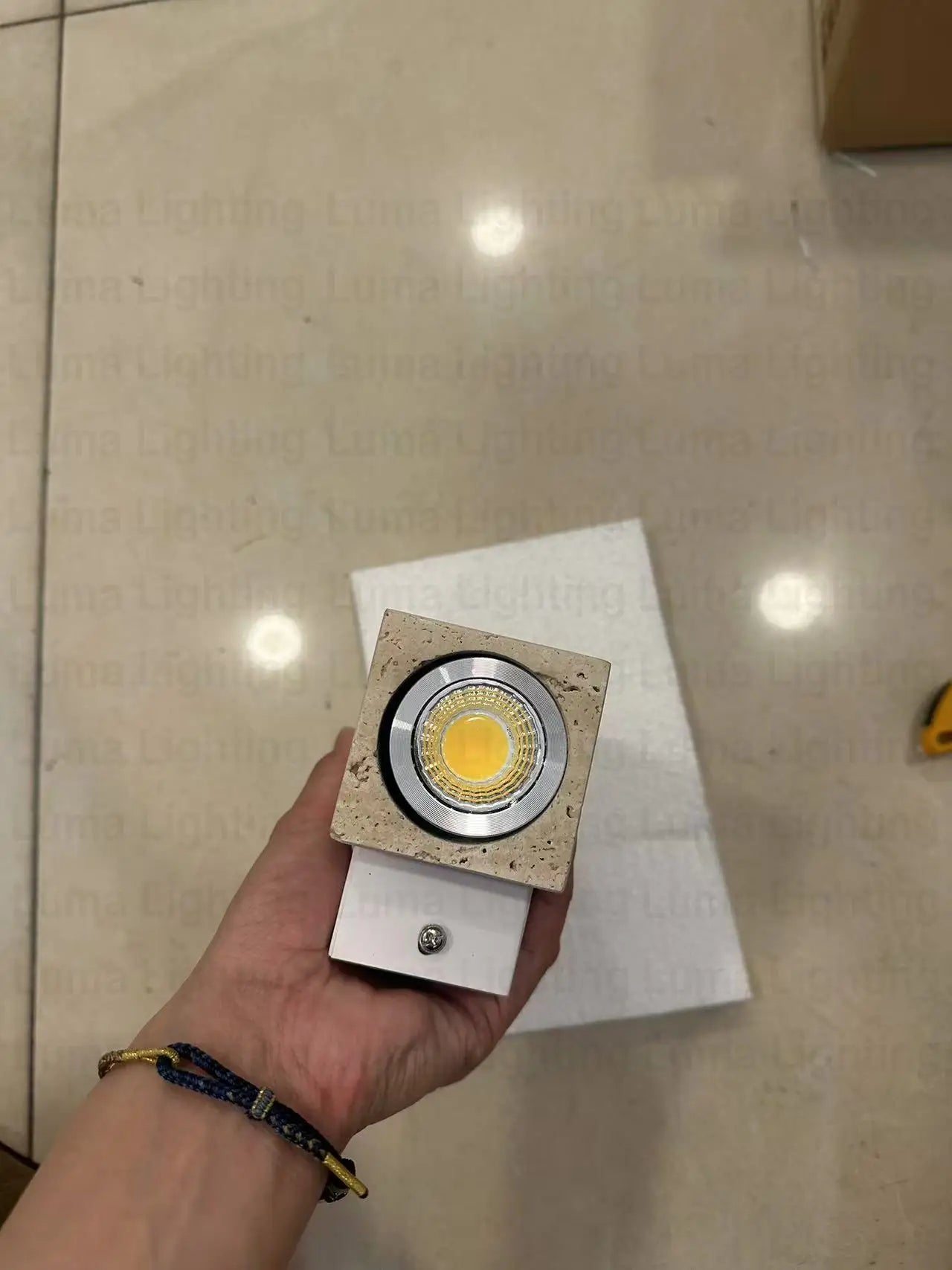 Home Deco Yellow Travertine Stone Wall Lamp