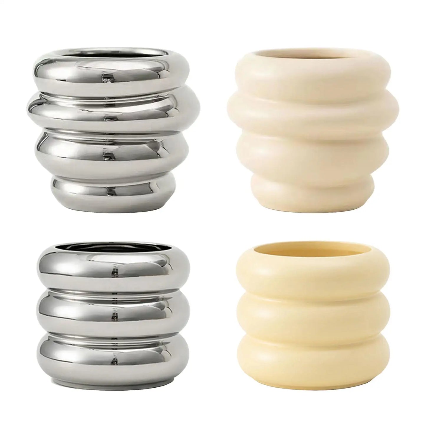 Maci Modern Ceramic Makeup Brush Holder and Flower Vase: Versatile Home Decor Accent