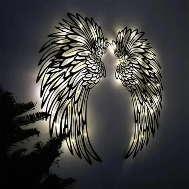 Savannah's 1 Pair Angel Wings Metal Wall Art With LED Lights