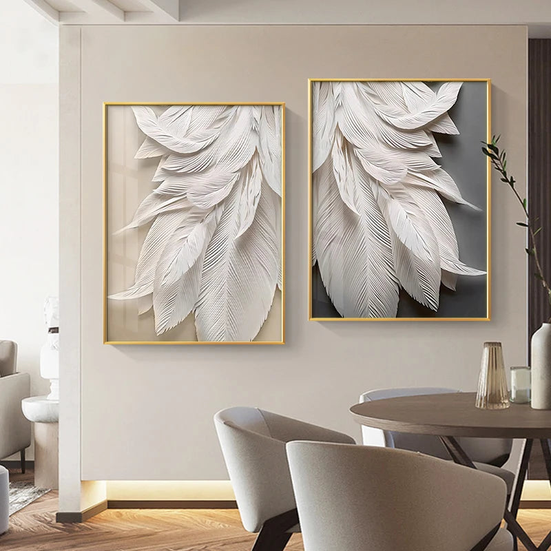 Astrid Modern Black and White Feather Canvas Poster Print