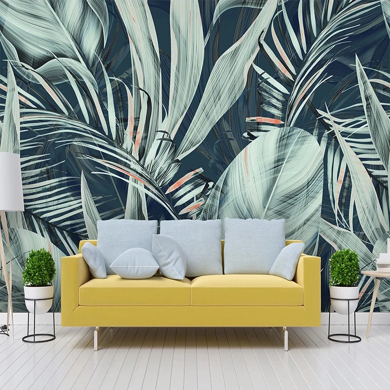 Fond d'écran photo 3D de style pastoral de Lily, forêt tropicale, feuille de bananier, cocotier