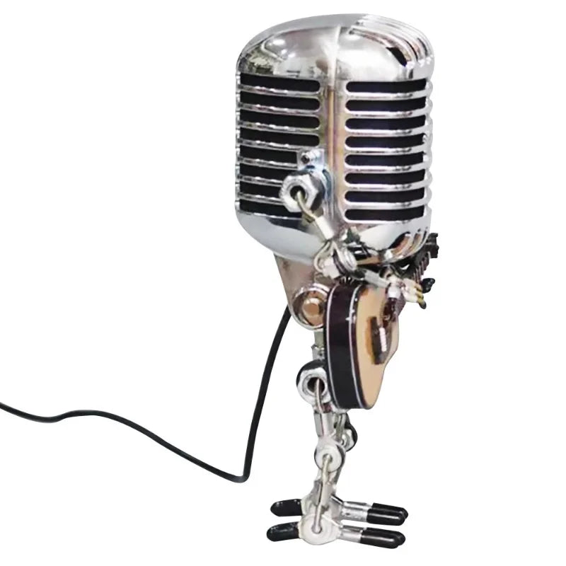 Figurine de table en métal Zoe New Art en métal intéressant Microphone mécanique Robot lampe