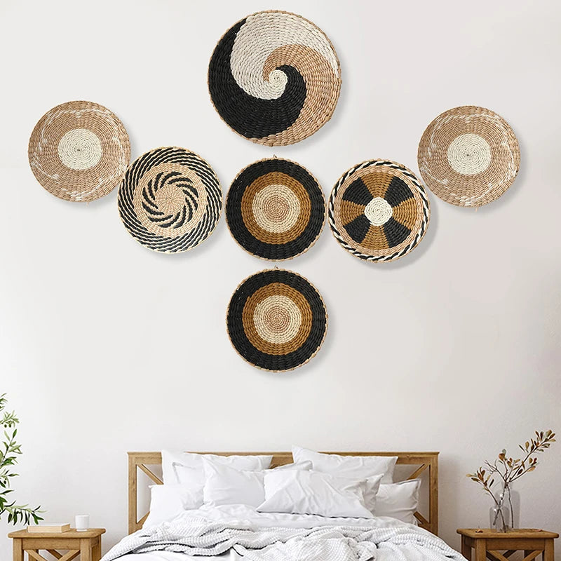 Jazmine Boho Hanging Wall Decor Woven Wall Basket Plate