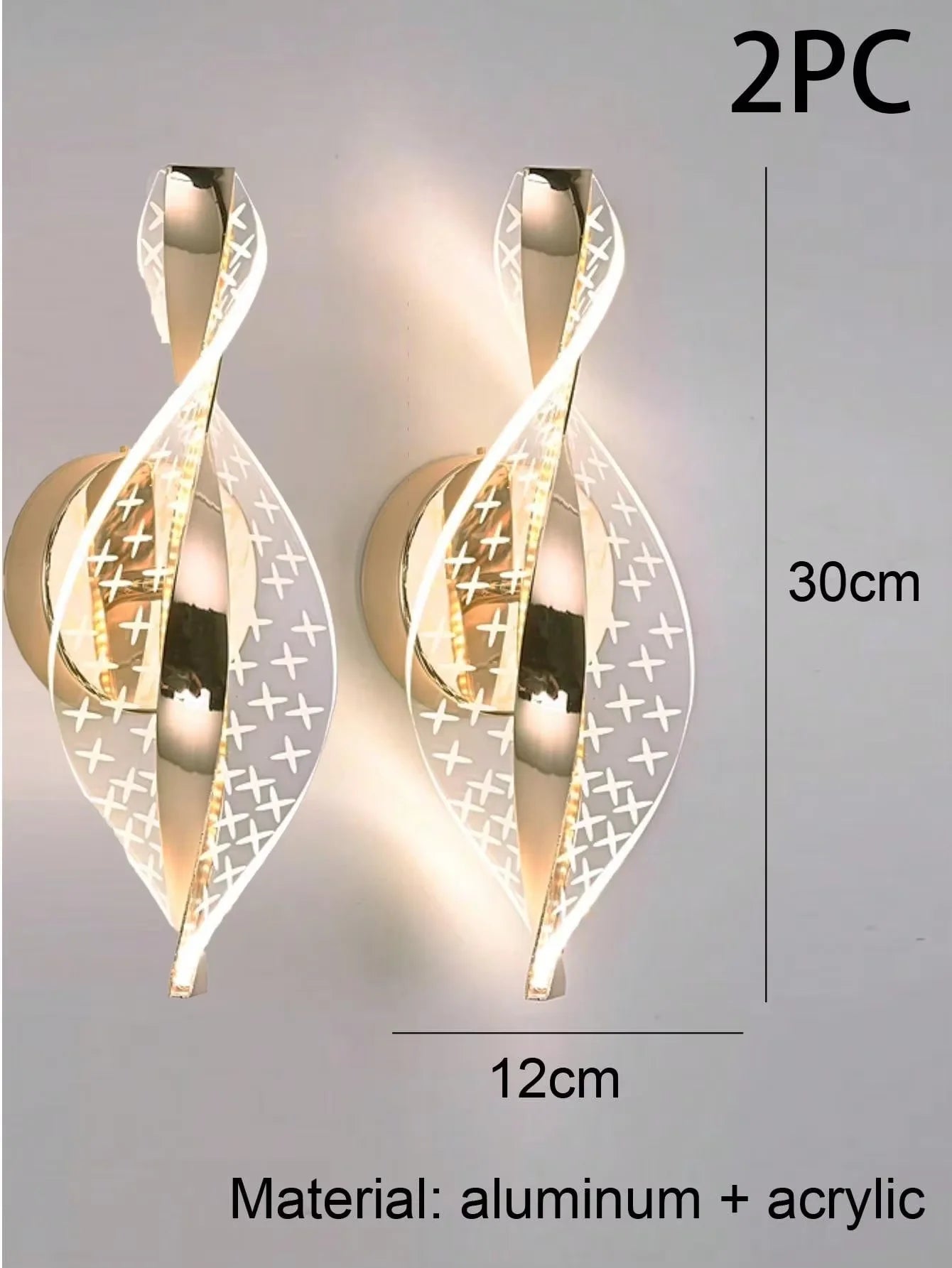 Home Deco Acrylic Gold/Black Modern LED Outdoor Wall Sconce