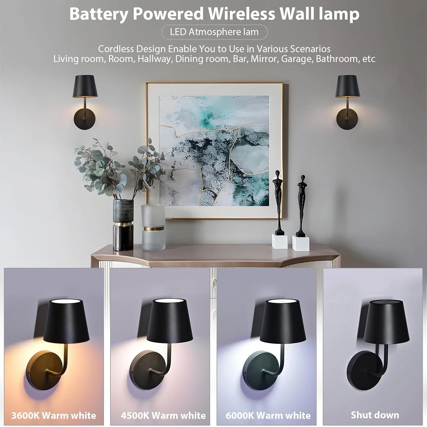 Home Deco USB Rechargeable LED Wall Lamp