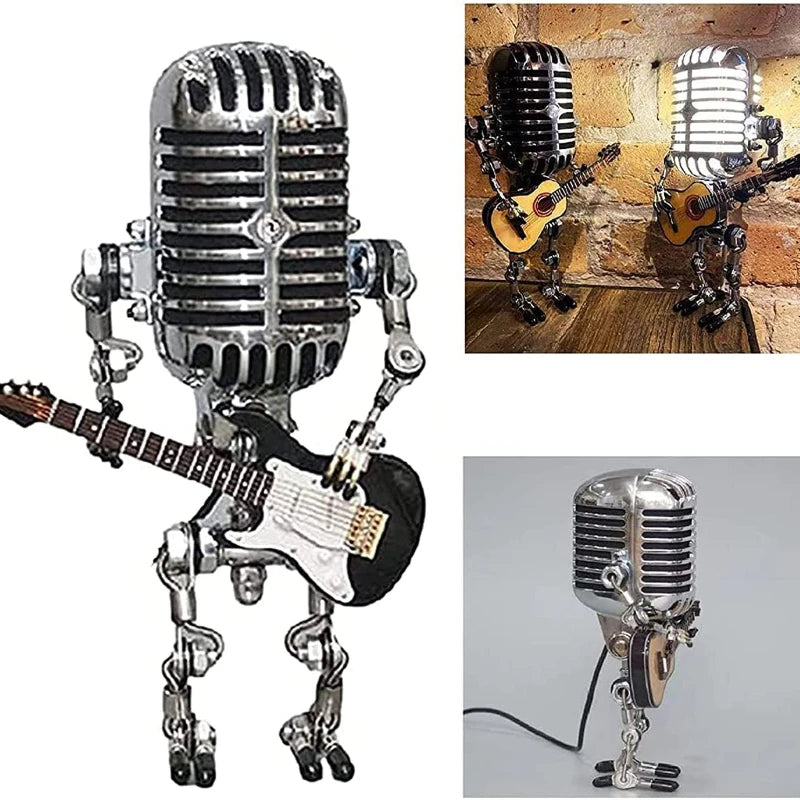 Figurine de table en métal Zoe New Art en métal intéressant Microphone mécanique Robot lampe