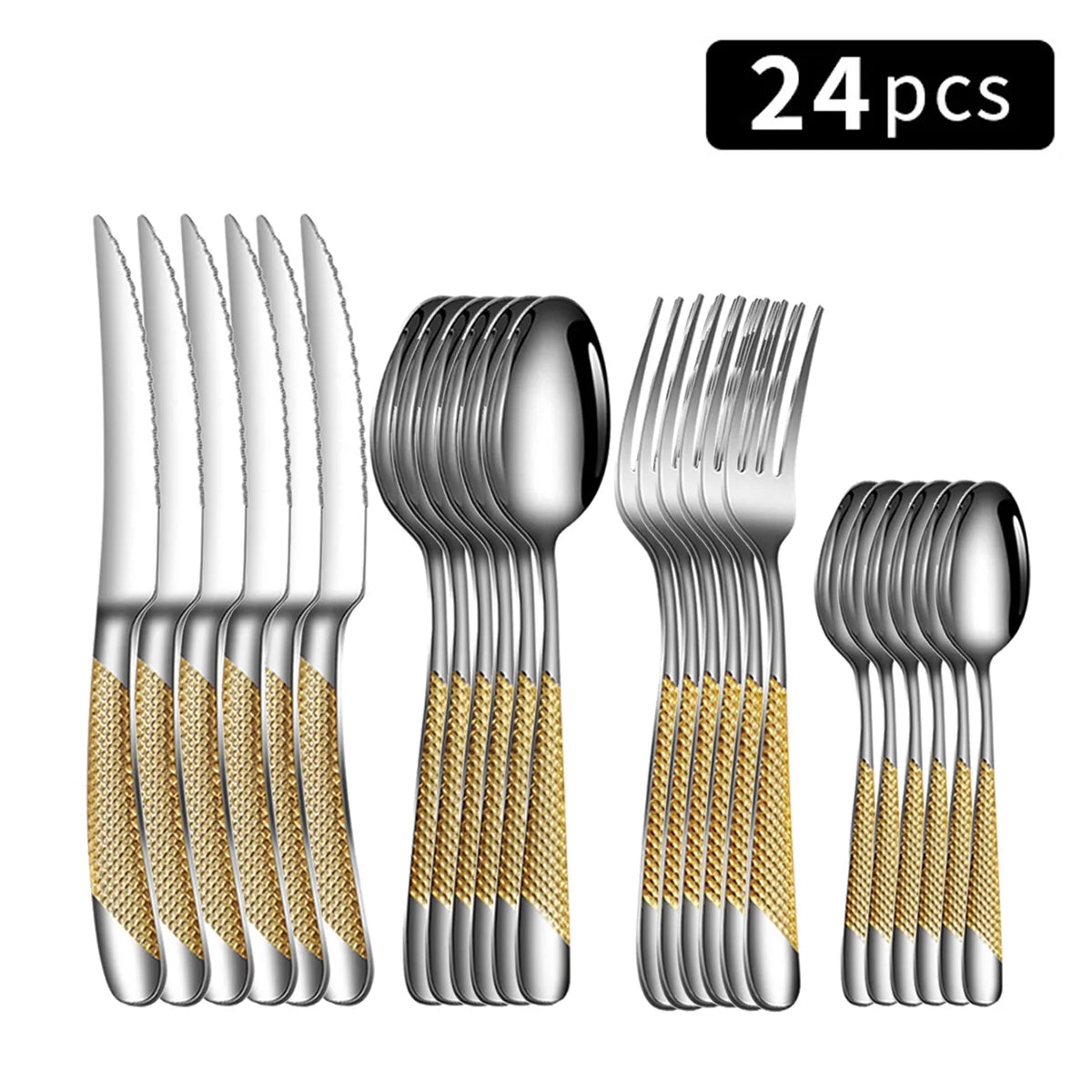 Gracelynn Star Diamond Collection Stainless Steel Tableware Set (24pcs)
