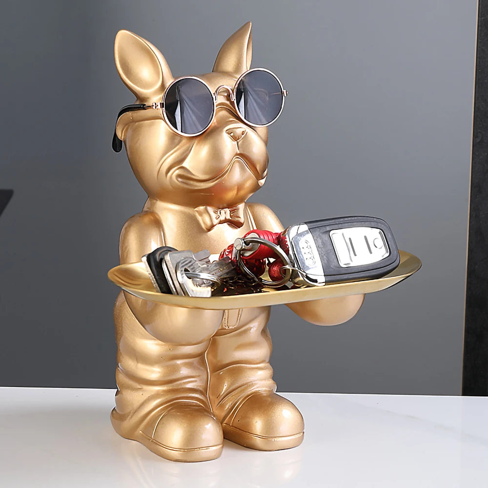Eleanor's Resin French Bulldog Statue Decorative Storage Tray