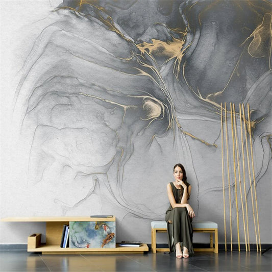Milena Custom Nordic Abstract Grey Marble Wallpaper