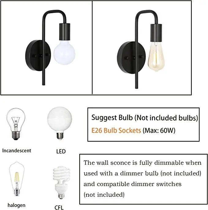 Home Deco Retro Gold Black Wall Lamp