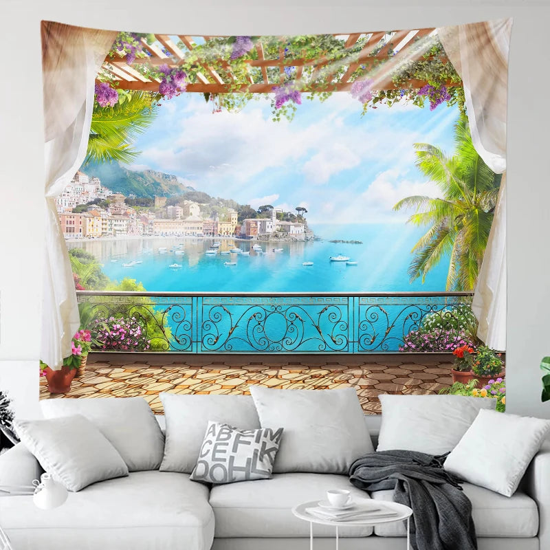 Ella's Beautiful Sea Beach Landscape Tapestry