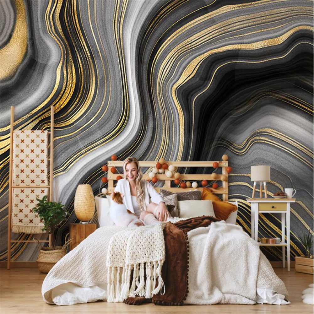 Milena Custom Nordic Abstract Grey Marble Wallpaper