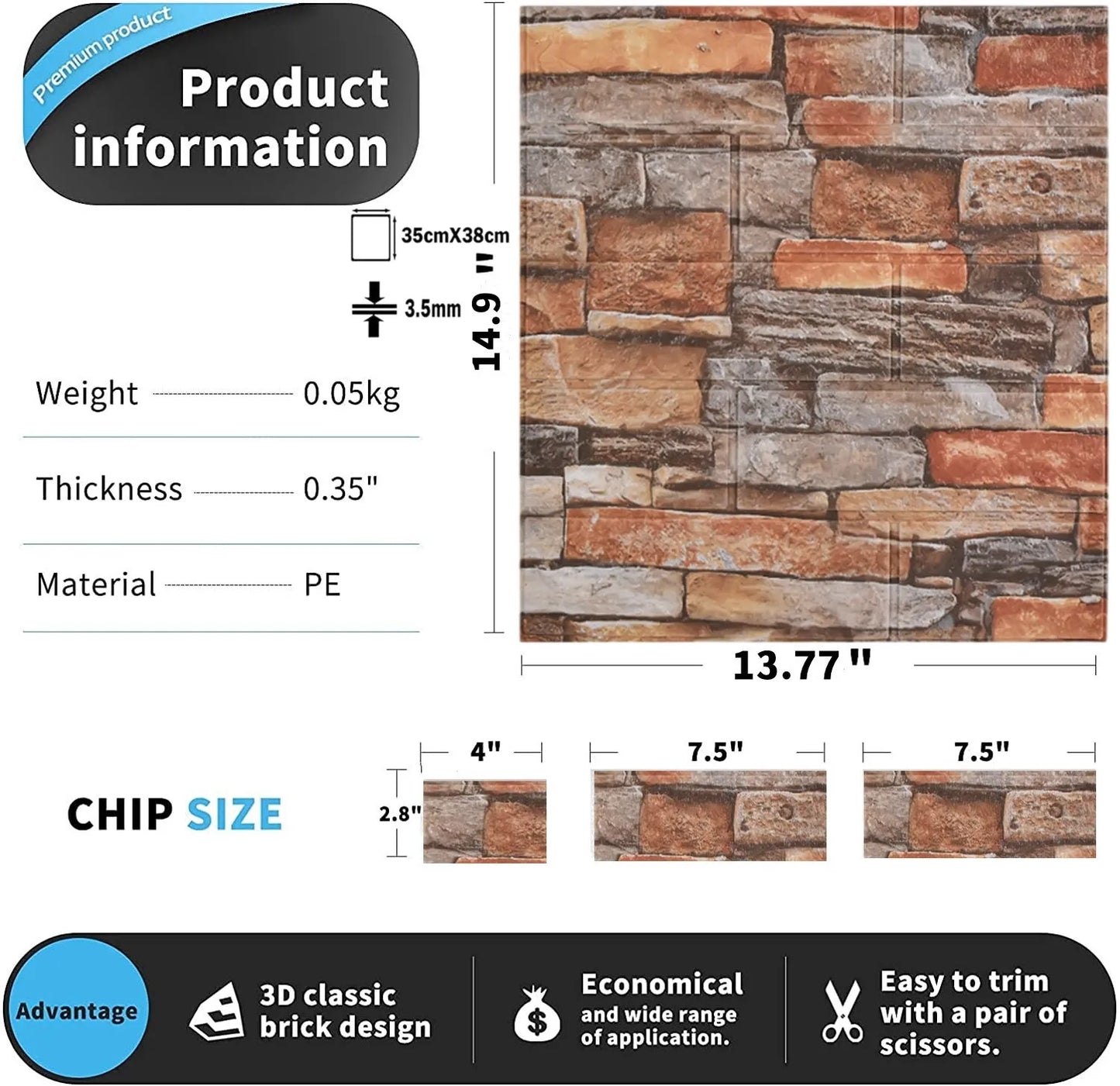 Emma's 20pcs 3D Wallpaper Brick Pattern Wall Stickers: Elevate Your Living Space