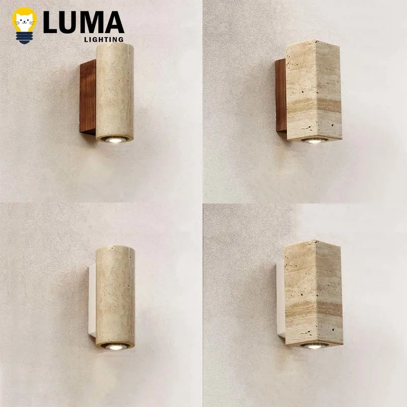 Home Deco Yellow Travertine Stone Wall Lamp