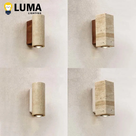 Home Deco Yellow Travertine Stone Wall Lamp