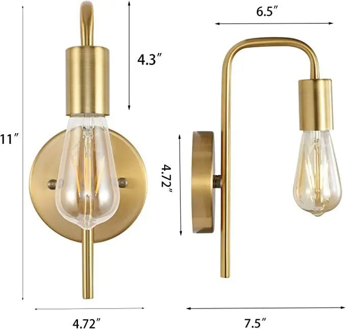 Home Deco Retro Gold Black Wall Lamp