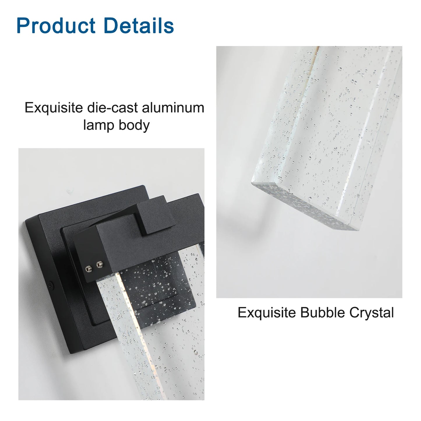 Home Deco Black LED Outdoor Wall Light with Bubble Glass