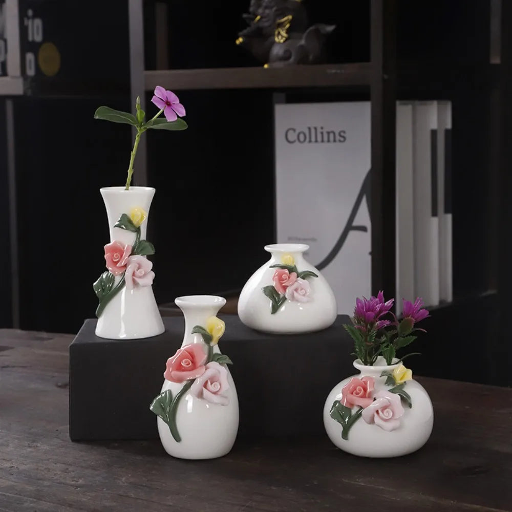 Melina Handmade Ceramic Floral Ornaments Vase: Artistic Home Decor