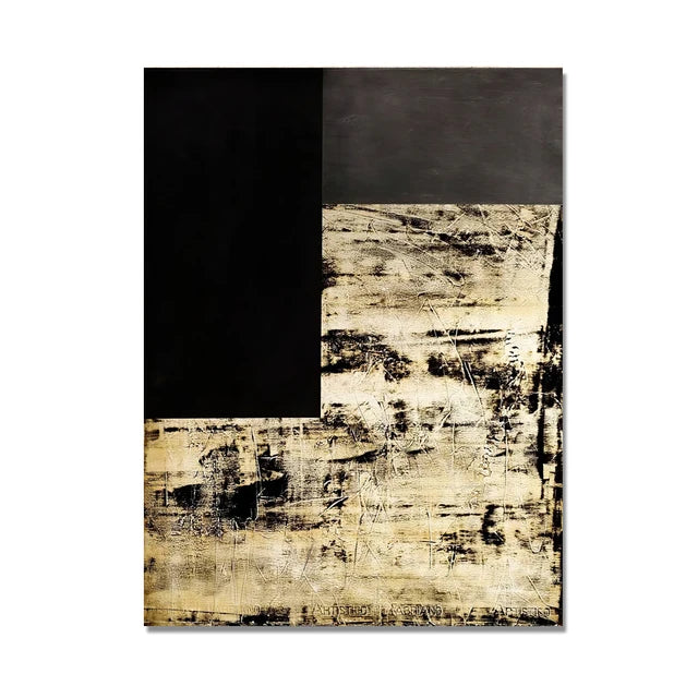 Peinture sur toile abstraite à géométrie noire rétro d'Amora