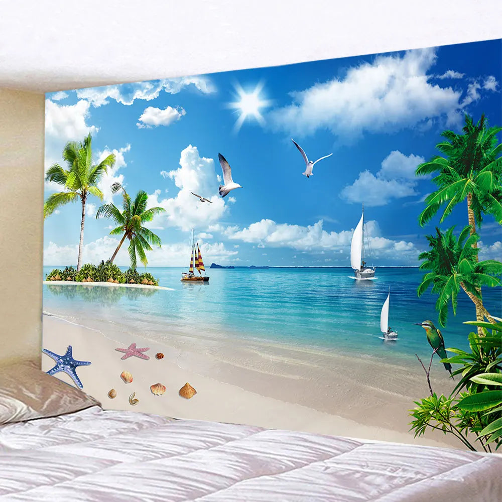 Ella's Refreshing Natural Beach Landscape Tapestry