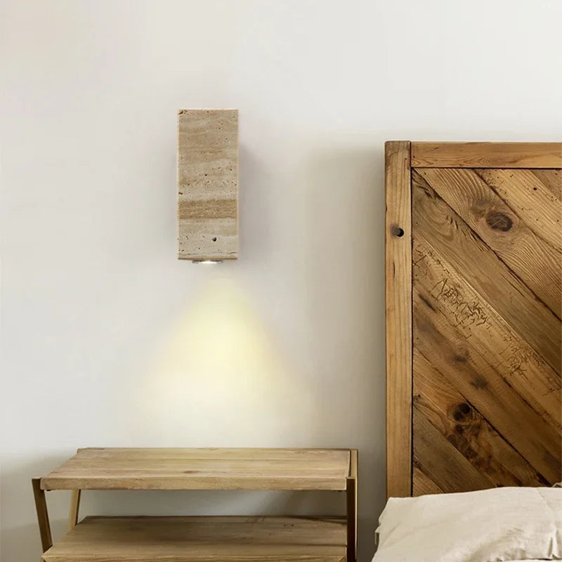 Home Deco Yellow Travertine Stone Wall Lamp