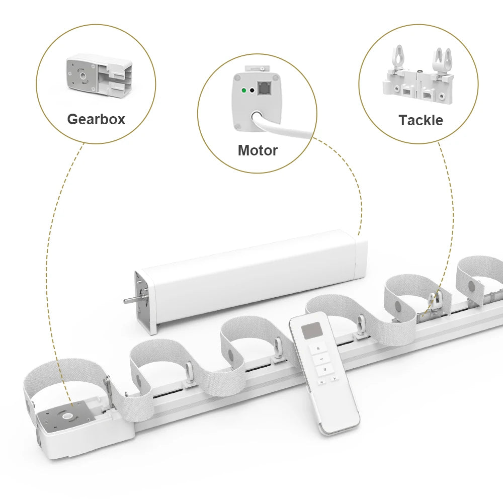Customized Ripple Fold S Electric Curtain Rail Track - High-Torque Wifi Tuya Smart Curtain Motor