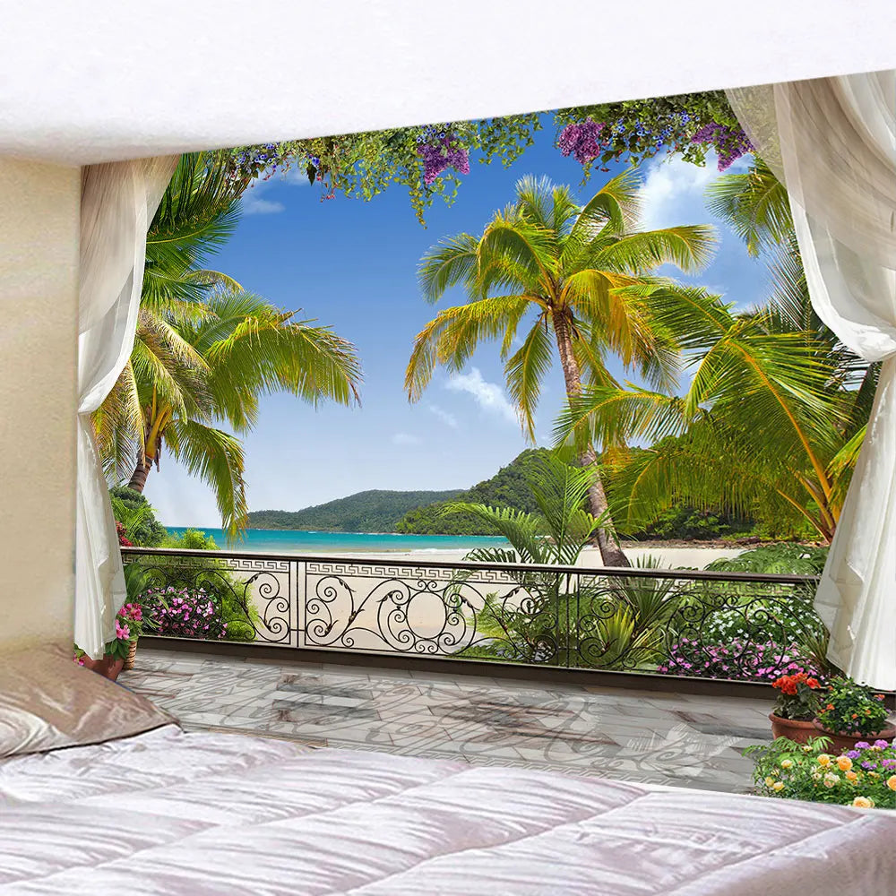 Ella's Refreshing Natural Beach Landscape Tapestry