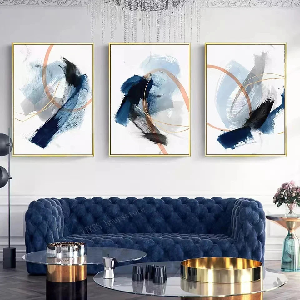 Rebecca Abstract Blue Watercolor Art Poster Nordic Canvas Painting