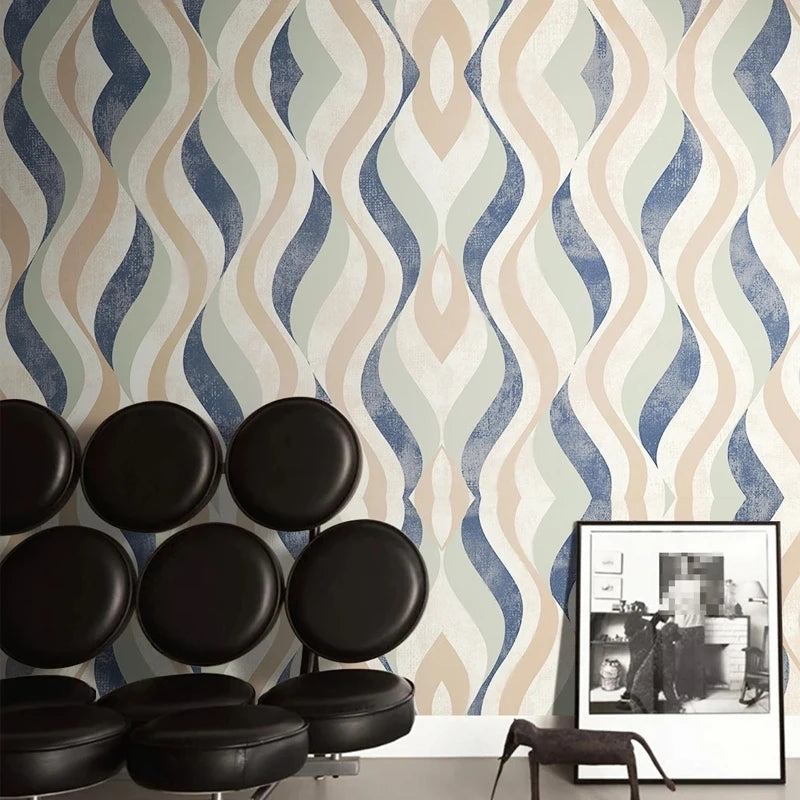 Taytum Modern Luxury 3D Wave Stripes Painting Mural Wallpaper