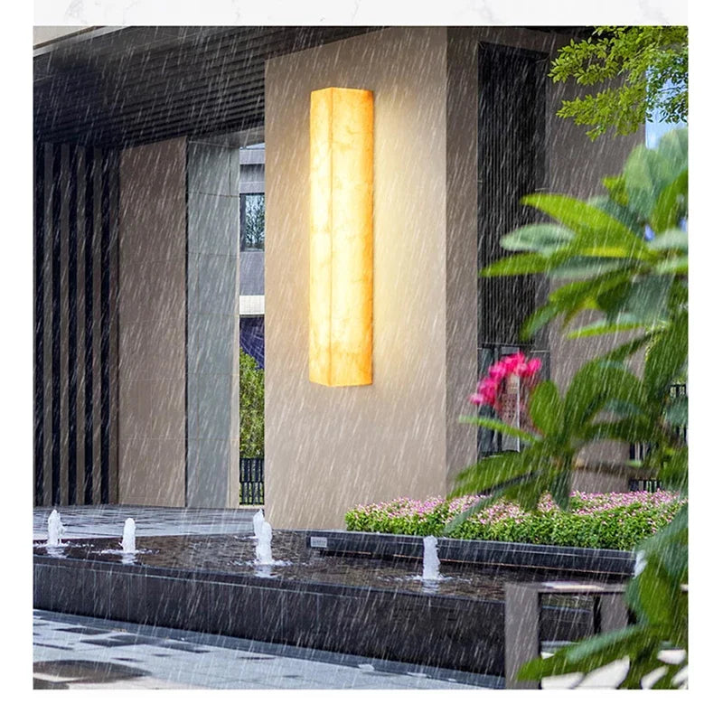 Home Deco Brass Marble Outdoor Wall Lamp