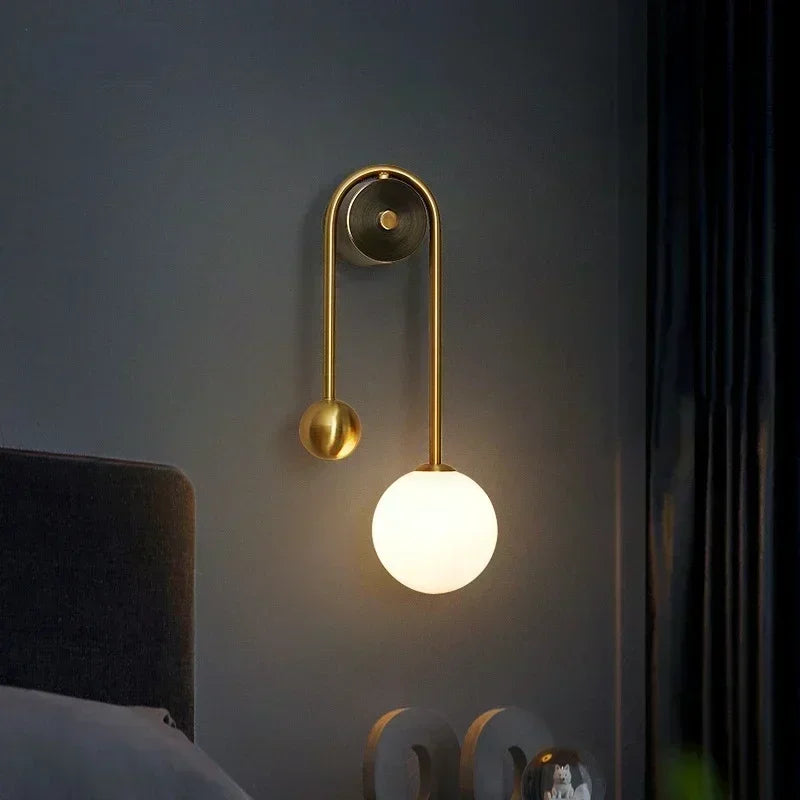Home Deco Gold Glass Ball Wall Lamp