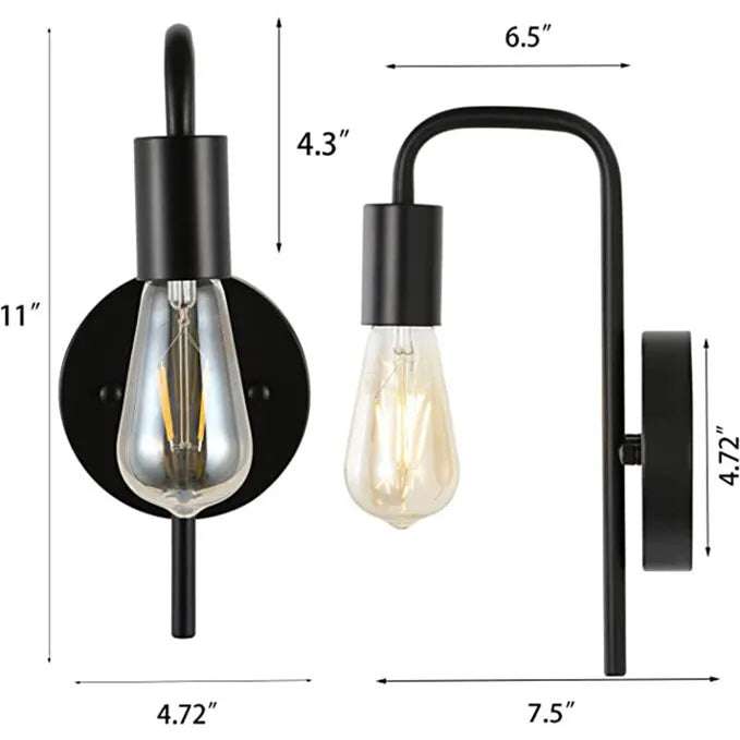 Home Deco Retro Gold Black Wall Lamp