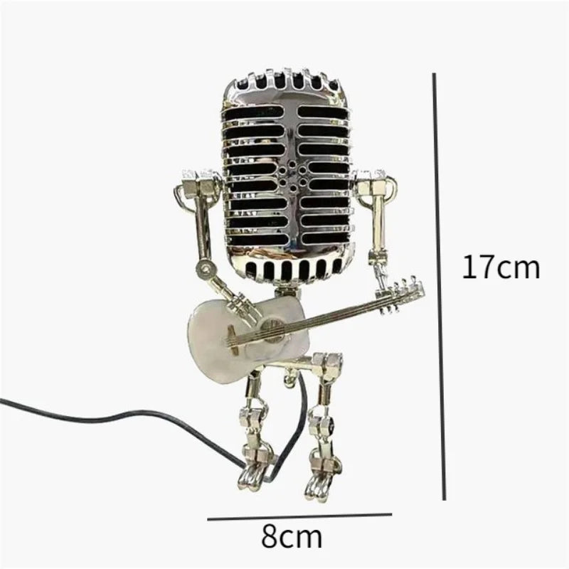 Figurine de table en métal Zoe New Art en métal intéressant Microphone mécanique Robot lampe