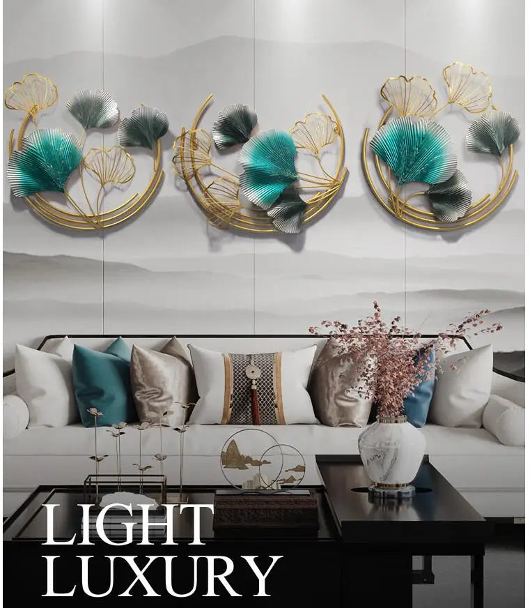 Celeste Modern Luxury Wrought Iron Ginkgo Leaf Wall Murals